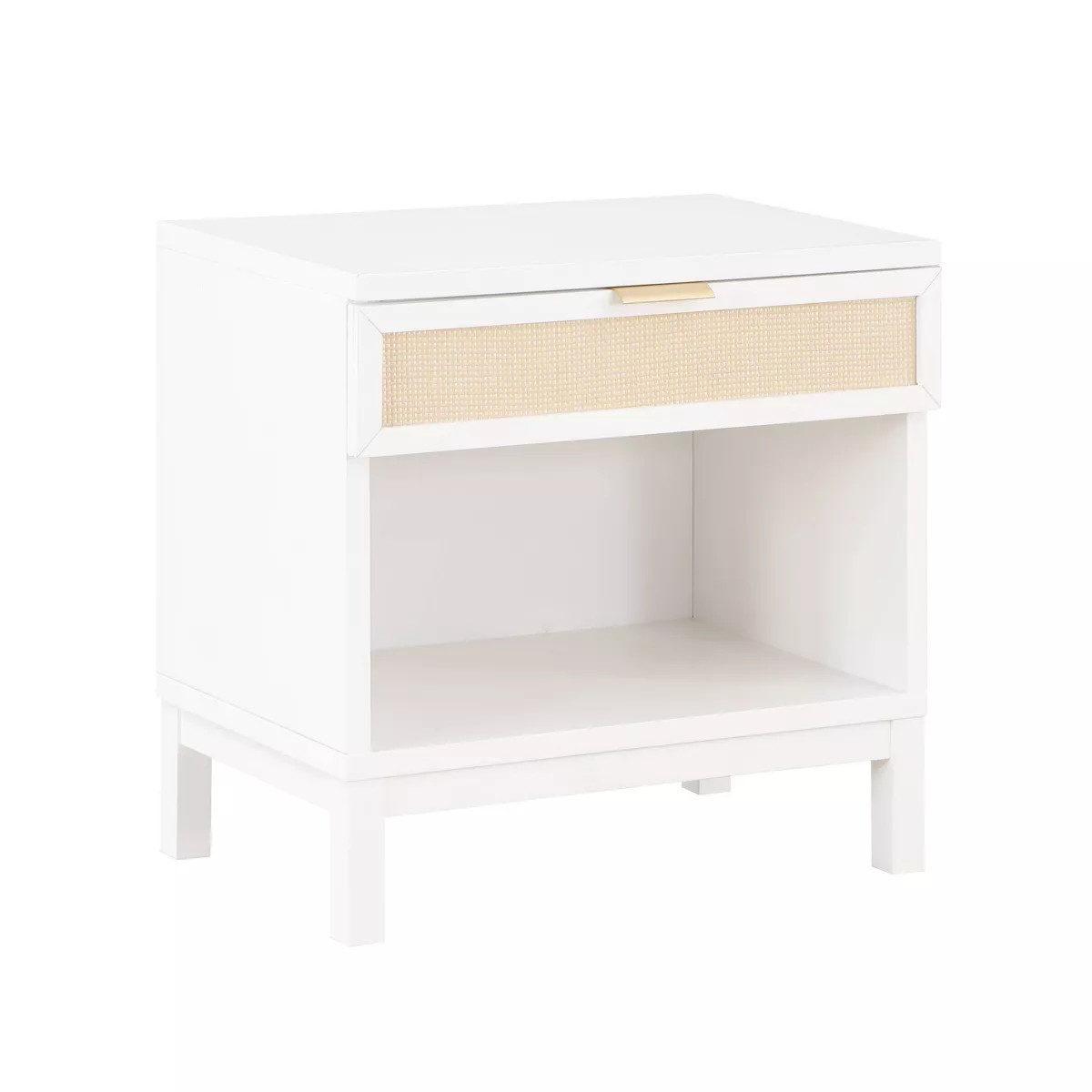 Comfort Pointe Bayport Nightstand White with Cane Inset: Coastal Style, 1 Drawer, Poplar Frame, N... | Target