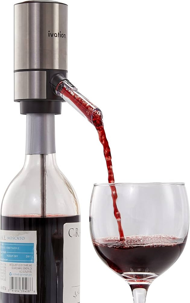 Ivation Stainless Steel Wine Aerator & Dispenser Set | Electric Battery-Operated Universal Wine S... | Amazon (US)