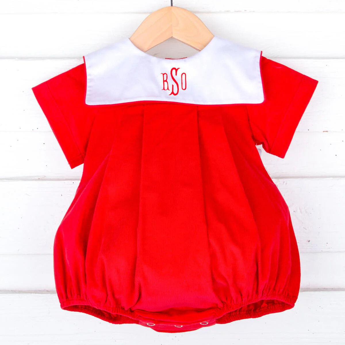 Solid Red Corduroy Bib Bubble | Classic Whimsy