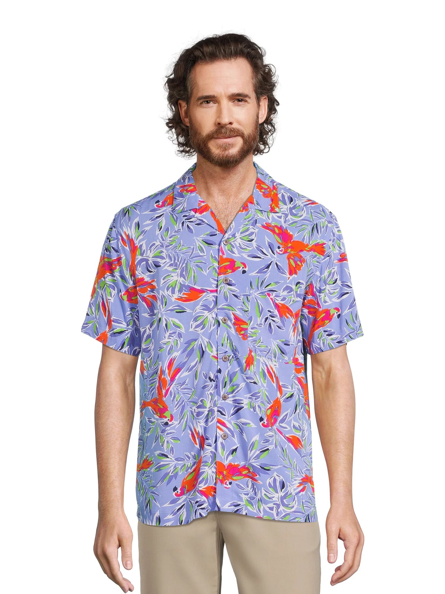 George Men’s Printed Button Down Shirt with Short Sleeves | Walmart (US)