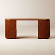 Reid Modern Oval Brown Wood Storage Desk + Reviews | CB2 | CB2