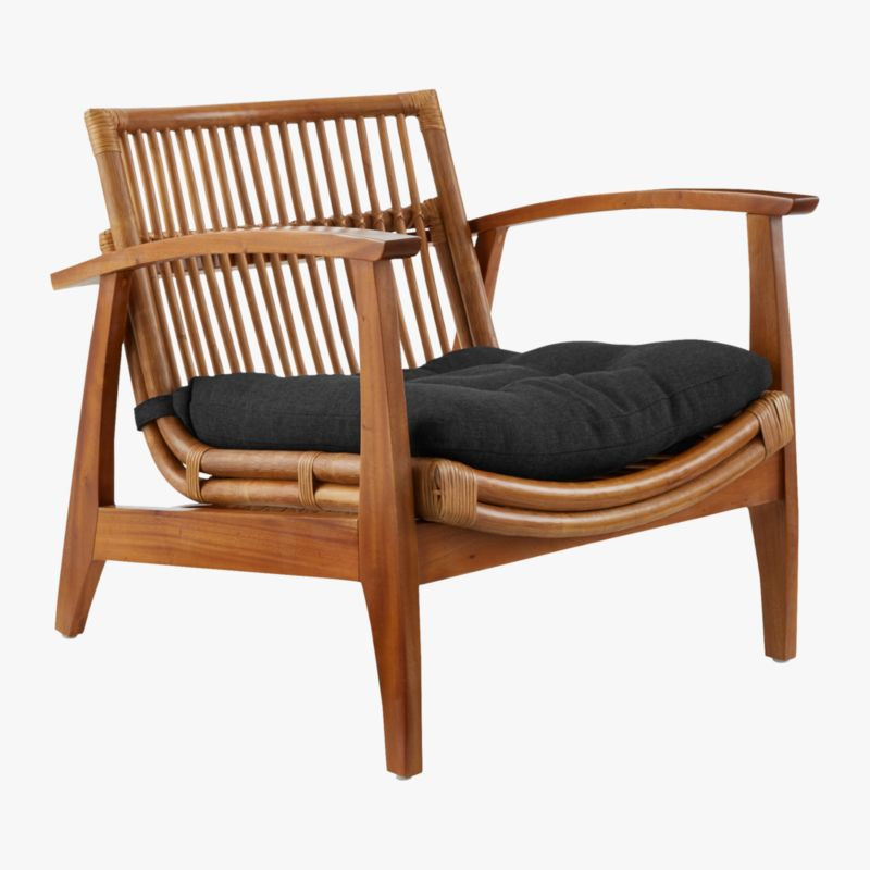 Noelie Rattan Lounge Chair with Black Cushion | CB2