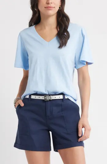 Caslon® Bell Sleeve V-Neck T-Shirt in Blue Windsurfer at Nordstrom Rack, Size X-Small | Nordstrom Rack
