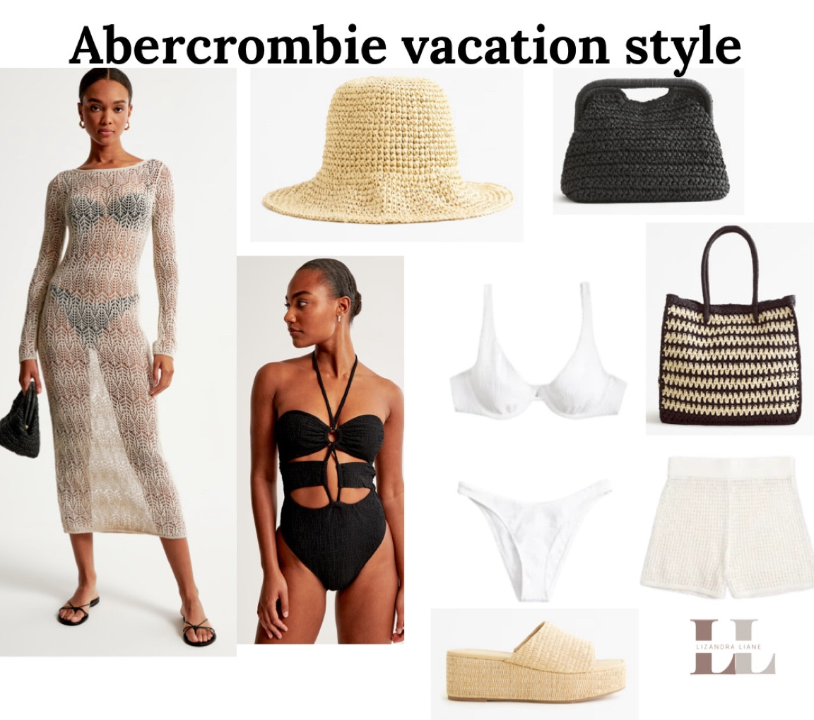 Abercrombie 20% off sale, vacation outfits, resort style, beach trip, spring break, summer fashion, summer style. Travel , swimsuits, raffia bag, sandals 

#LTKfindsunder100 #LTKswim #LTKtravel
