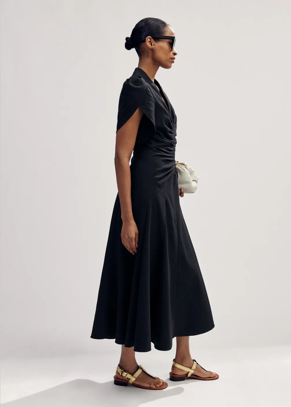 Textured Pleat Front Midi Dress | ME+EM Global (Excluding US)