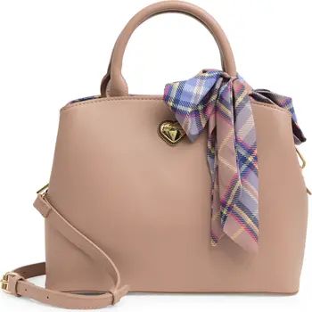 Betsey Johnson Triple Compartment Satchel Bag with Scarf Trim | Nordstromrack | Nordstrom Rack