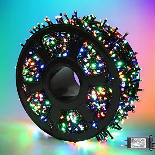 Quntis 82ft 1000 LED Cluster Christmas Lights - Dark Green Wire Christmas Tree Lights - 8 Modes Outdoor Waterproof Christmas String Lights Plug in for Holiday Wedding Party Home Decor, Multicolor | Amazon (US)