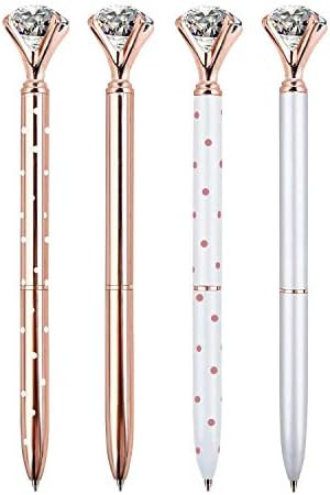 ZZTX 4 PCS Big Crystal Diamond Ballpoint Pen Bling Metal Ballpoint Pen Office Supplies, Rose Gold... | Amazon (US)