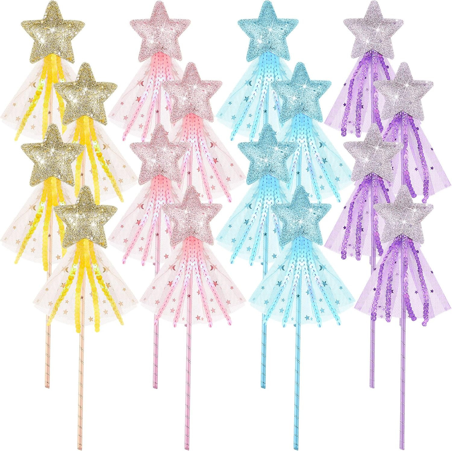 Skylety 8 Pcs Fairy Wands Star Glitter Princess Wands for Girls Kids Princess Party Favors Angel ... | Amazon (US)