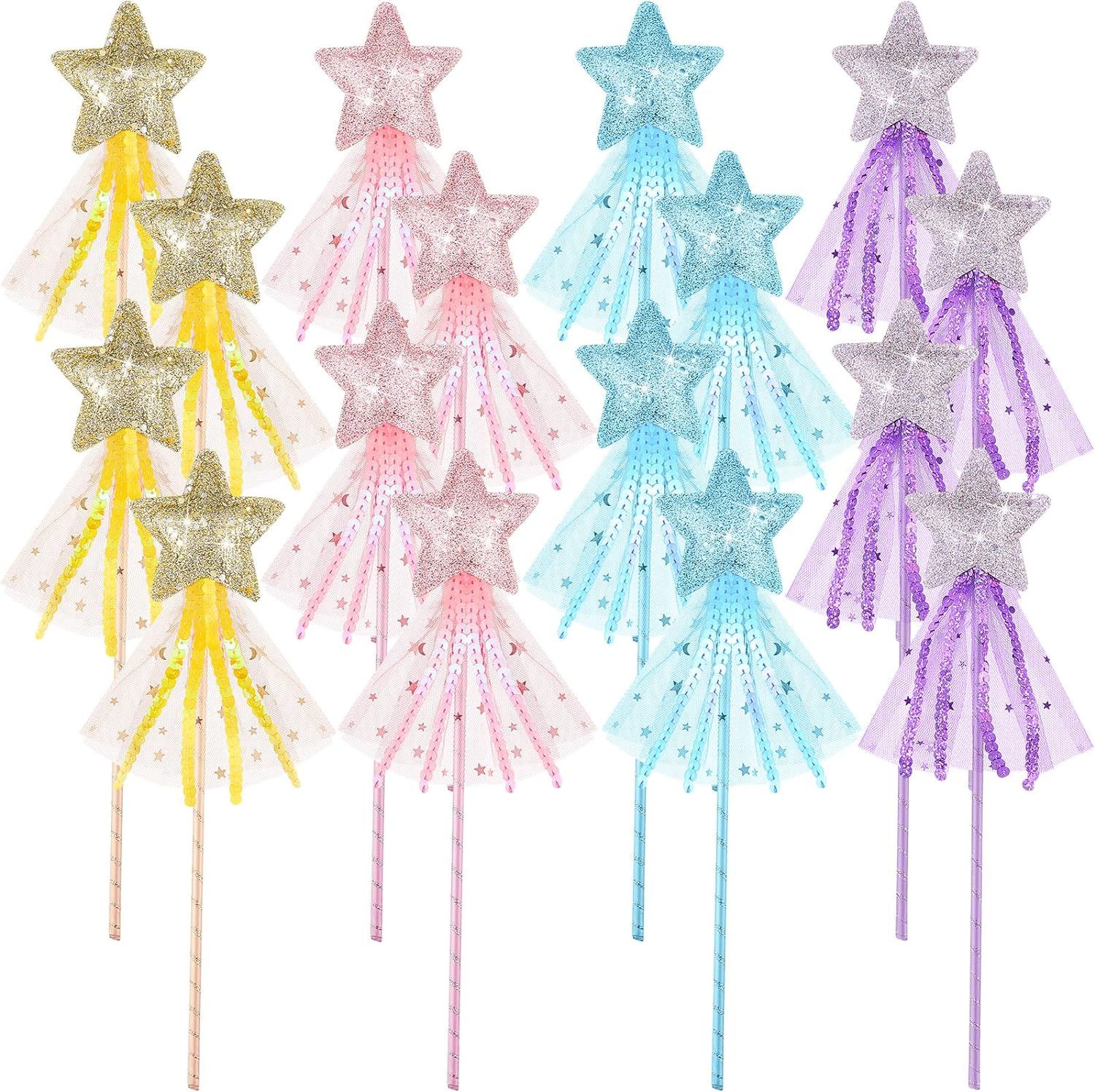 Skylety 8 Pcs Fairy Wands Star Glitter Wand Princess Wands for Girls Kids Princess Party Favors A... | Amazon (US)