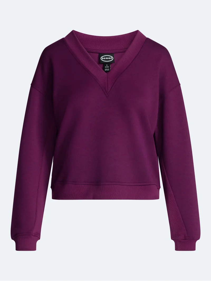 Scoop Women's and Women's Plus V-Neck Sweatshirt, Sizes XS-4X | Walmart (US)