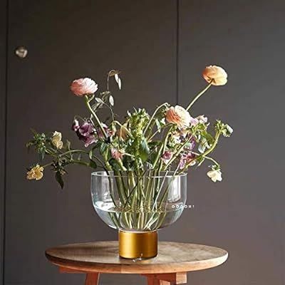 cyl home Vases Clear Glass Flower Arrangement Vase with Brass Stand Decor Bowl Hurricane Candleho... | Amazon (US)