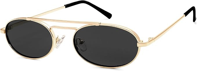 Oval Trendy Retro sunglasses Double bridge for women men 90S Narrow Vintage Small Sunnies AR81048 | Amazon (US)