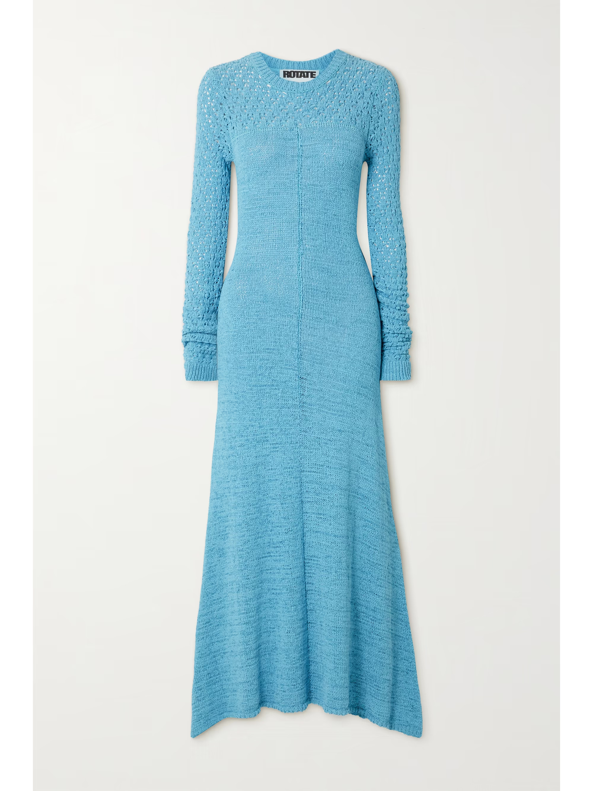 Blue Iveta open-knit organic cotton-blend midi dress | ROTATE BIRGER CHRISTENSEN | NET-A-PORTER | NET-A-PORTER (UK & EU)