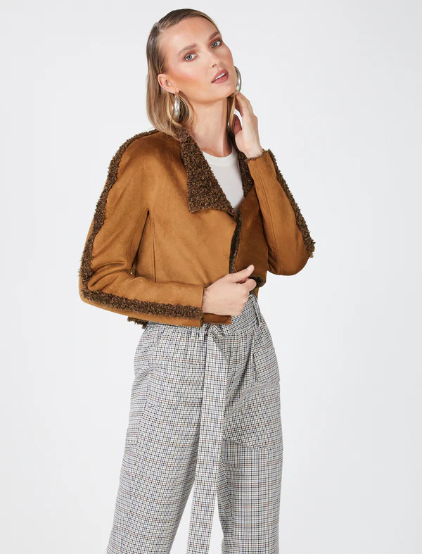 Faux Shearling Lapel Jacket | BCBG Max Azria 