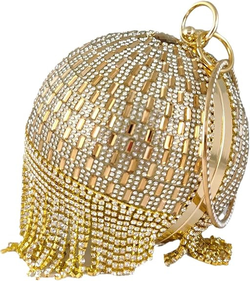 Boutique De FGG Round Ball Crystal Clutch Purse Women Formal Evening Bags Wedding Party Tassel Rh... | Amazon (US)