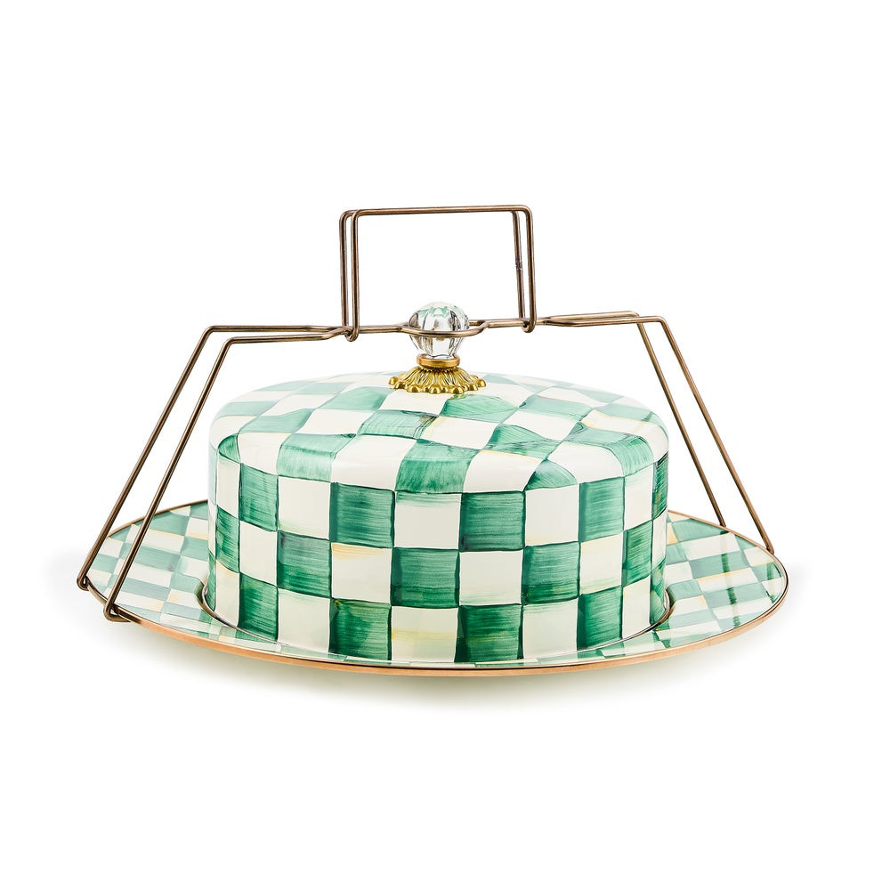 Emerald Check Cake Carrier | MacKenzie-Childs