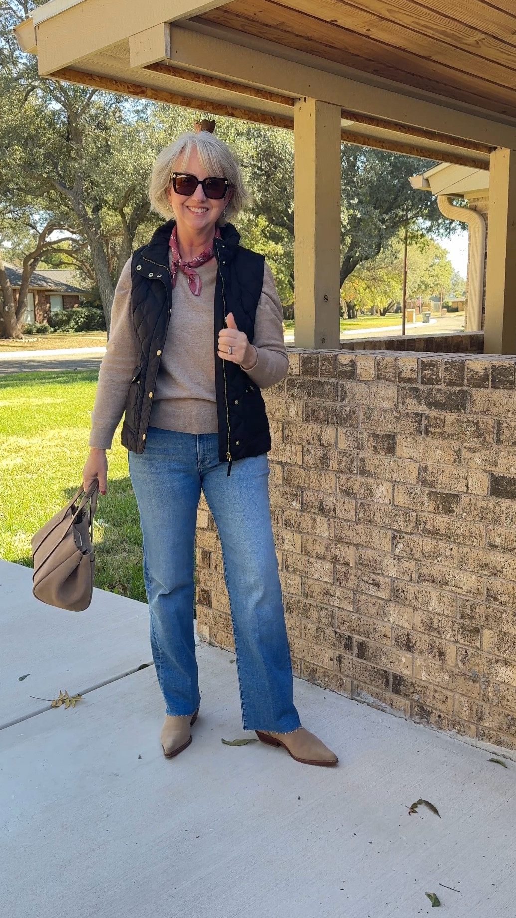 For my trip to Texas I wore my quince Mongolian cashmere sweater with my PAIGE high waist straight leg jeans  and some accessories  

#LTKSeasonal #LTKMidsize #LTKOver40
