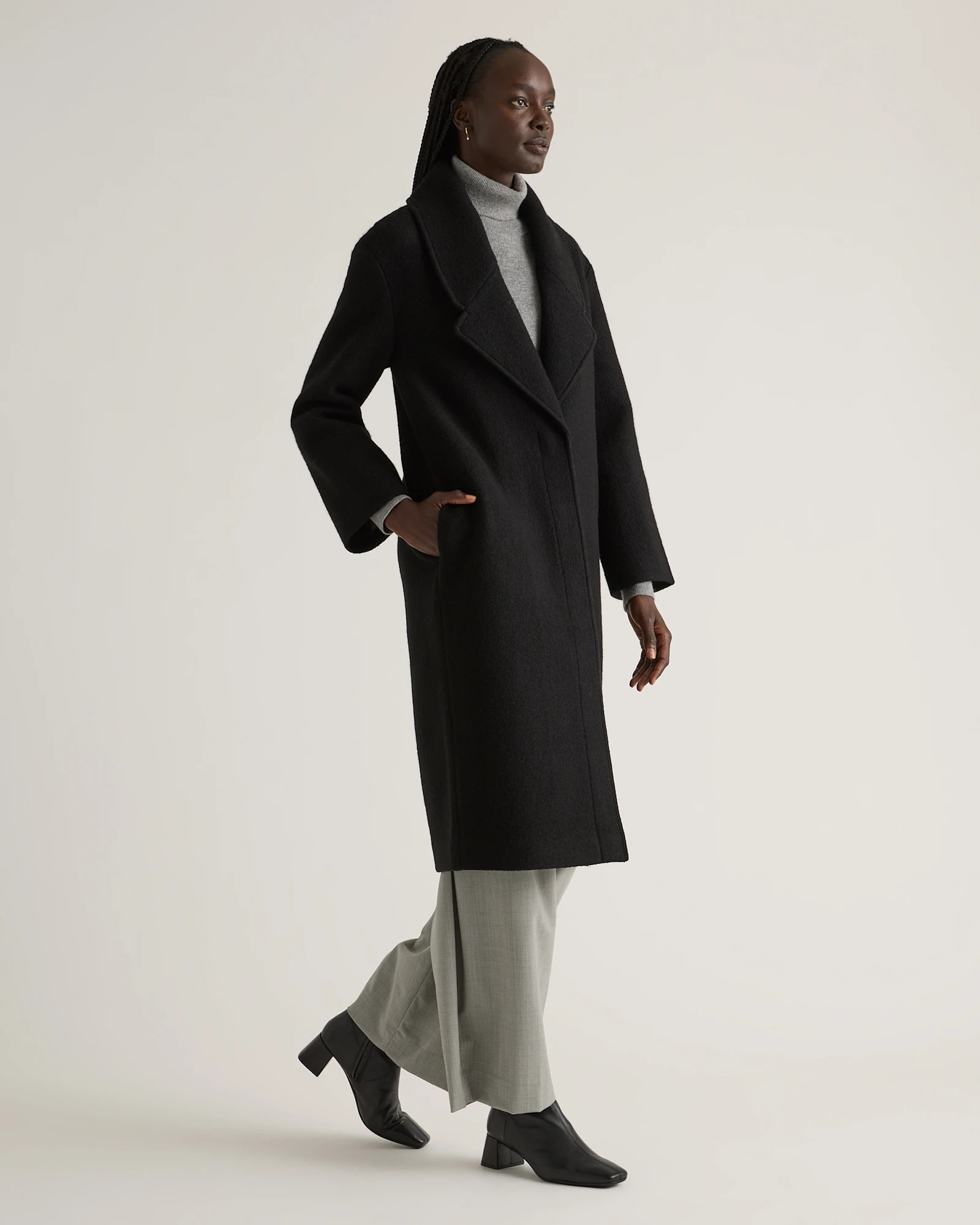 100% Merino Wool Shawl Collar Long Coat | Quince