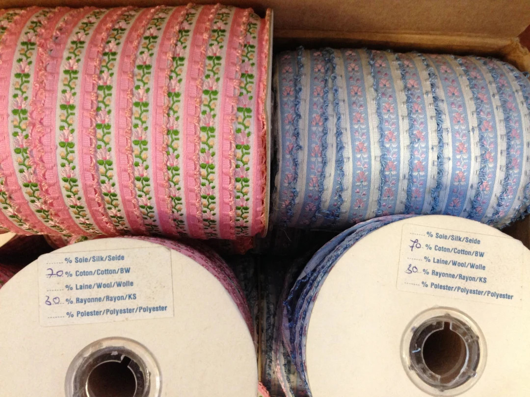 Vintage French Jacquard Ribbon, Trim With Embroidered Florals and Scalloped Loop Edging. Wide 3/4... | Etsy (US)