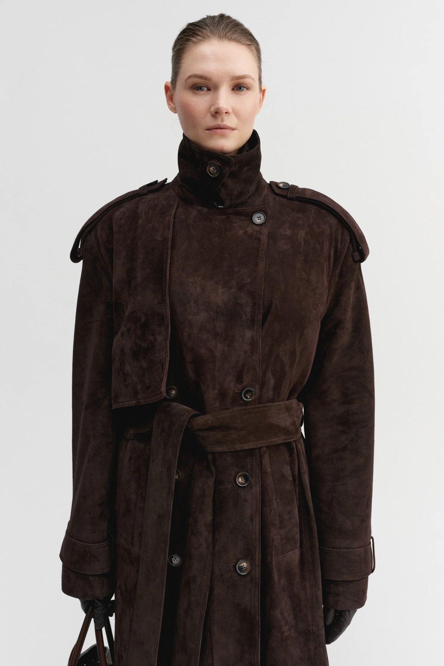 Sienna Suede Coat, chocolate | Almada Label