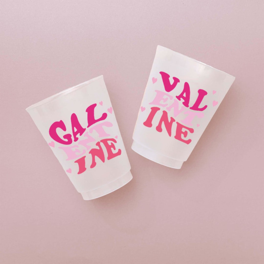 Galentine Valentine Frosted Plastic Cups, Pack of 12 | Minted
