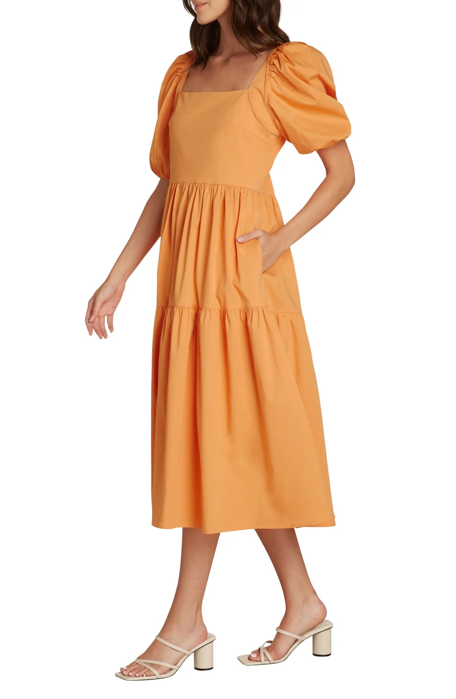 Willow Margot Puff Sleeve Midi Dress | Nordstrom | Nordstrom