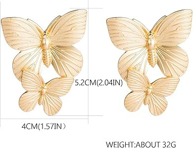 Boho Vivid Butterfly Dangle Earrings for Women,Dainty Long Gold Butterfly Dangle Drop Earrings We... | Amazon (US)