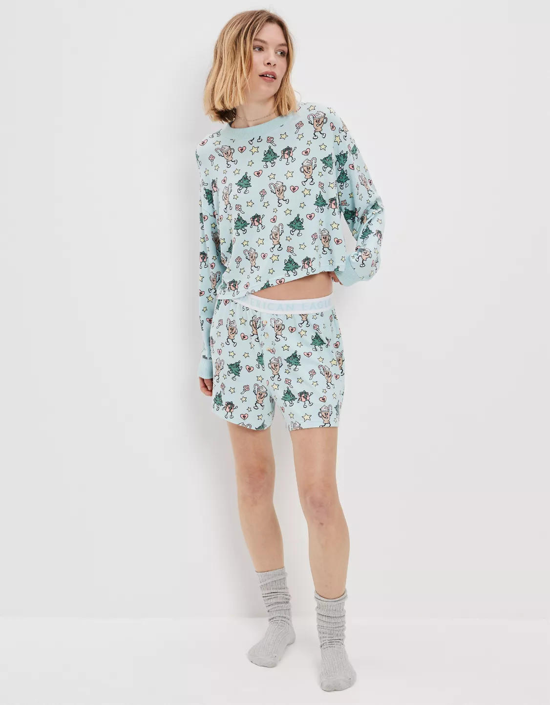 AE Festive Plush PJ Set | American Eagle Outfitters (US & CA)