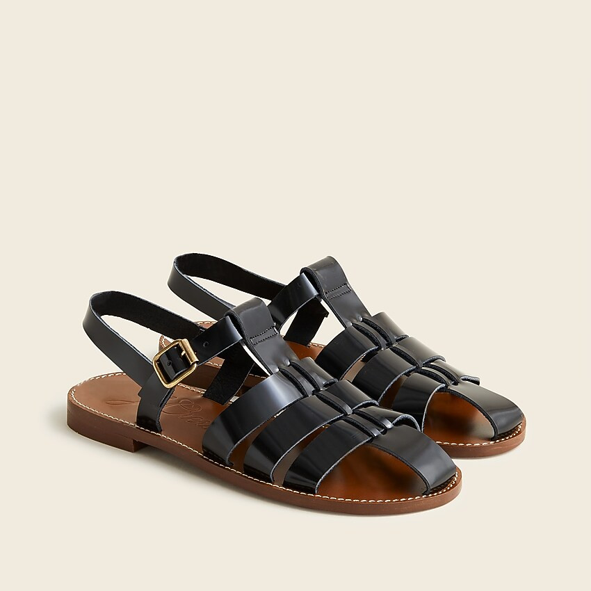 Fisherman sandals in shiny spazzolato leather | J. Crew US