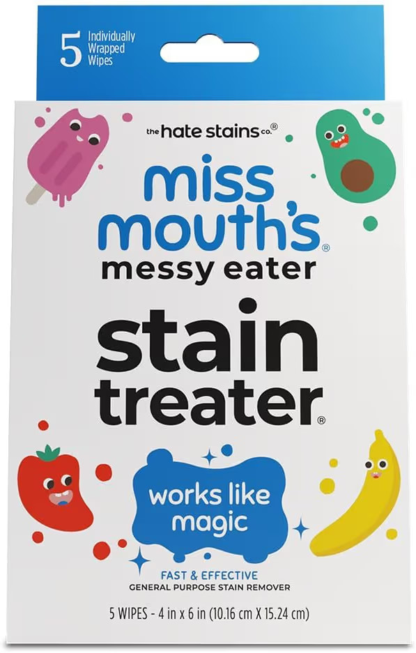 Miss Mouth's Messy Eater Stain Treater Wipes - 5 Pack Stain Remover - Newborn & Baby Essentials -... | Amazon (US)