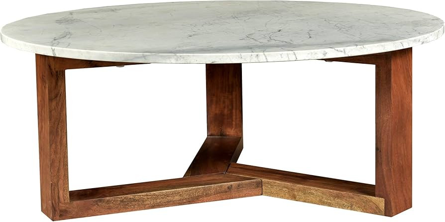 Moe's Home Collection Jinxx Marble Coffee Table in White/Brown | Amazon (US)