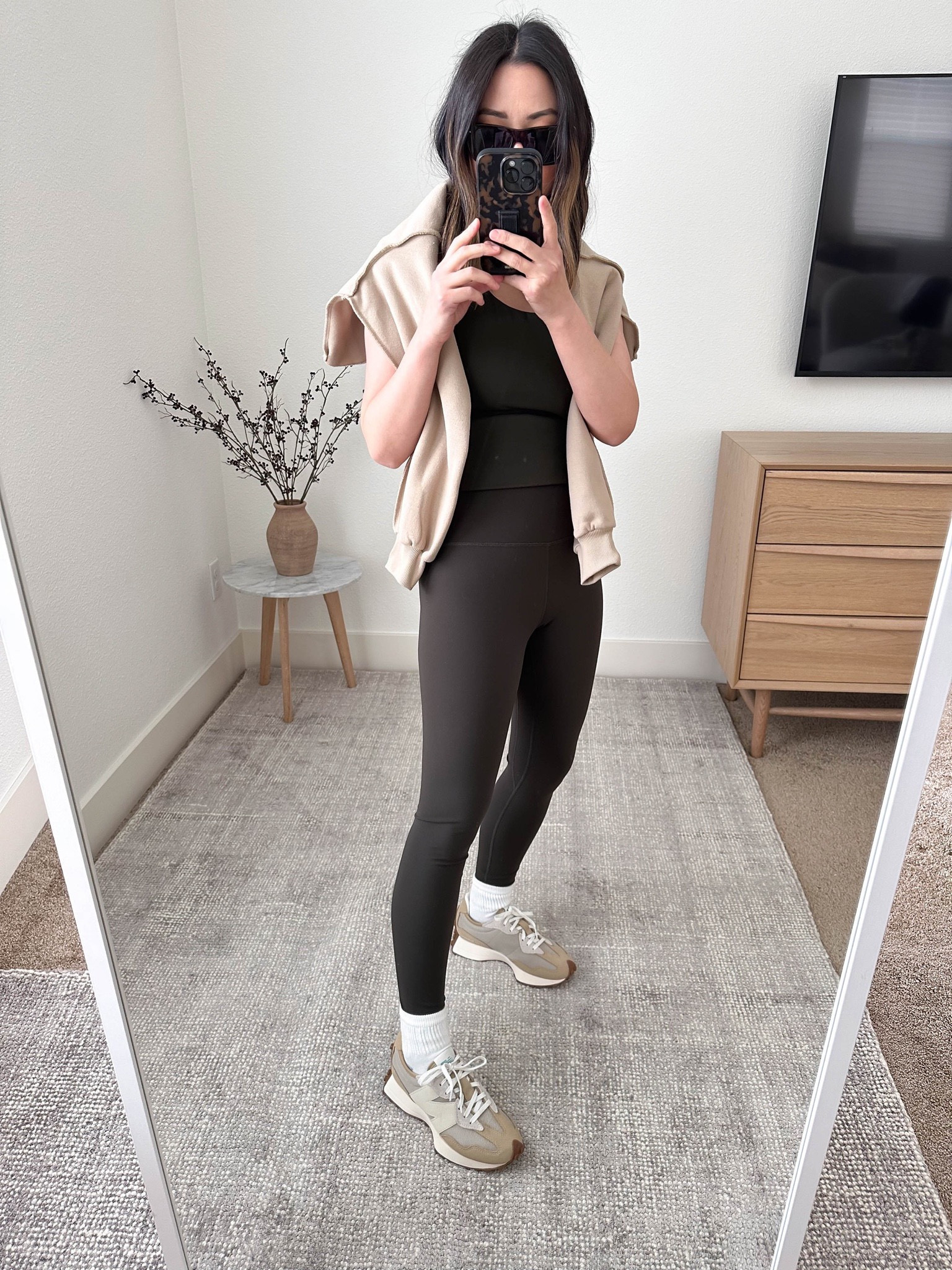 Petite activewear. Neutral activewear. Amazon activewear  

Absolutely love these leggings. They’re the Lululemon dupe leggings. 

Amazon leggings xs
Amazon Tank Small 
Amazon sweatshirt medium. Sized up. 
Hanes socks. 
New Balance 327 sneakers 4.5 men’s. 
Celine sunglasses 

Activewear, petite style, sneakers

#LTKshoecrush #LTKfit #LTKunder100