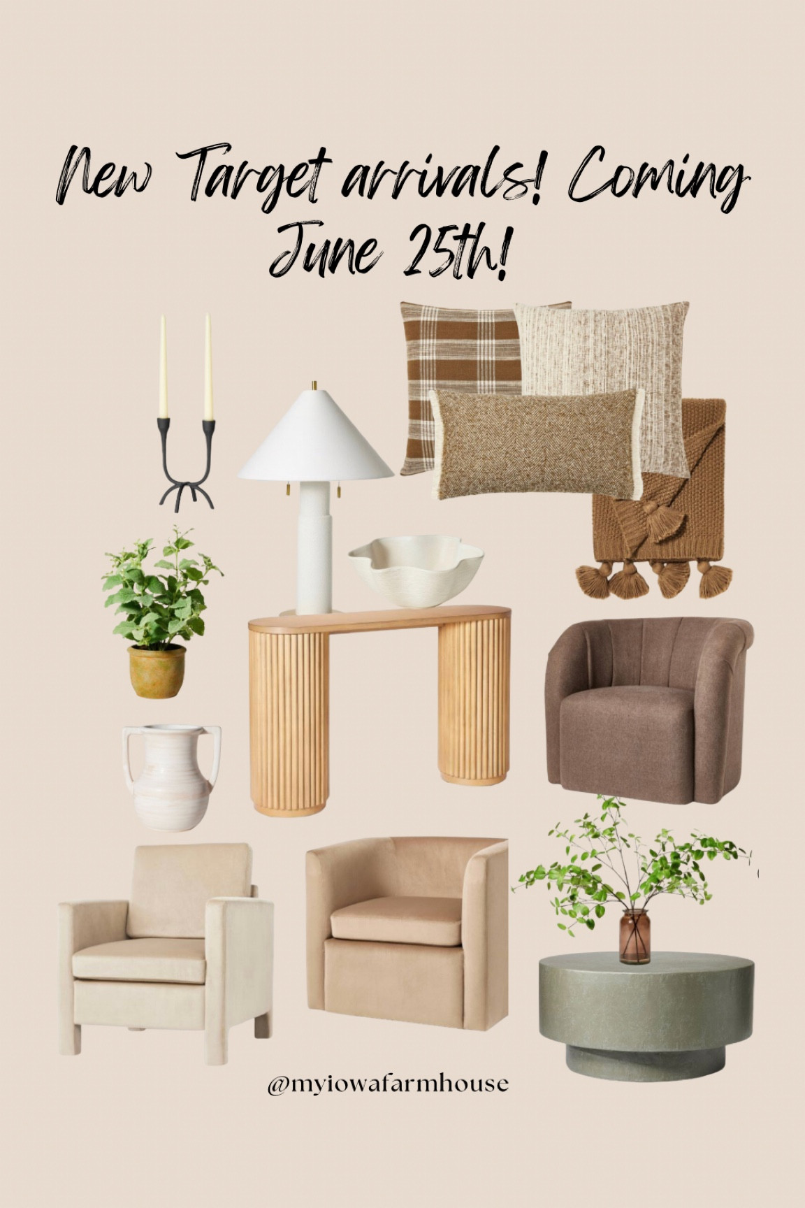 New Target Arrivals. Coming June 25th. Home decor. Accent chairs, console table, table lamp. Throw pillows. Greenery. New Studio McGee launch. 

#LTKFind #LTKhome #LTKstyletip