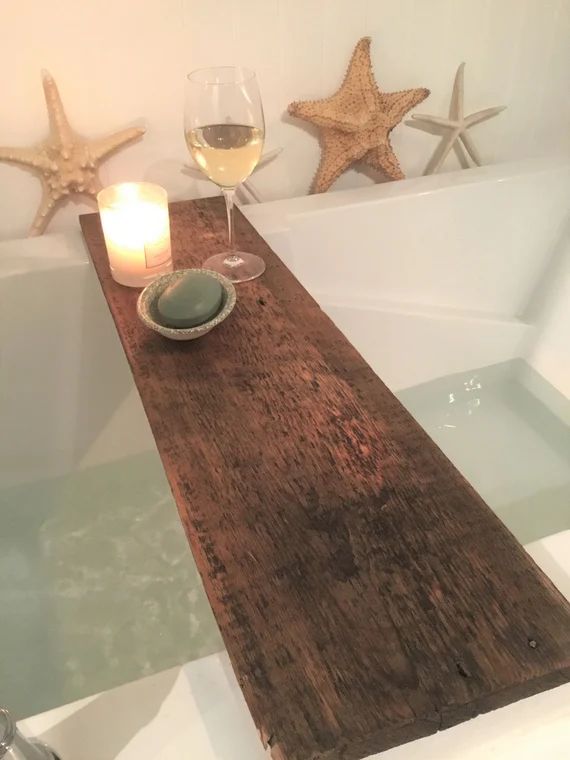 Bathtub Tray , Bathroom decor and Accessories , Custom Made to Order ,Reclaimed barn wood , Rustic S | Etsy (US)