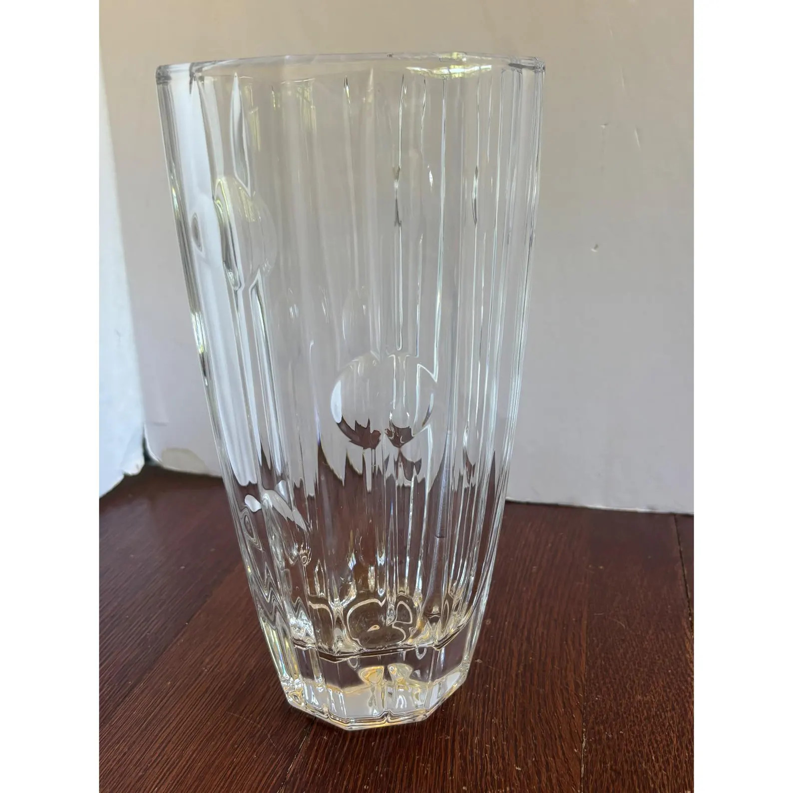 Heavy Clear Lead Crystal Vase Paneled Vertical Ribbed Octagonal Base 10 Inch | Etsy (Global)