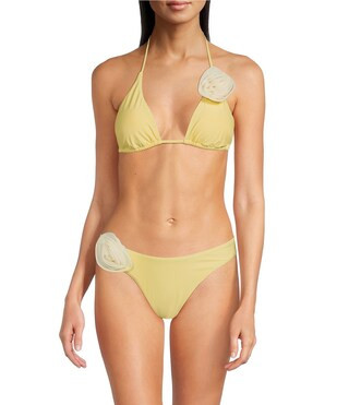 Gianni Bini Solid Rosette Triangle Bralette Swim Top & High Waisted Swim Bottom | Dillard's | Dillard's