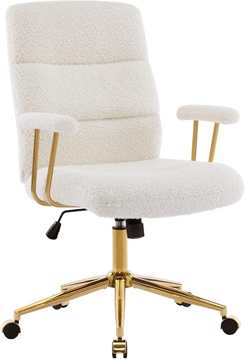 Techni Mobili Boucle Office Chair, Adjustable Desk Chair, White & Gold | Amazon (US)