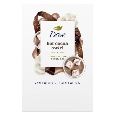 Dove Beauty Limited Edition Holiday Treat Bar Soaps - Hot Cocoa Swirl - 15oz/4pk | Target