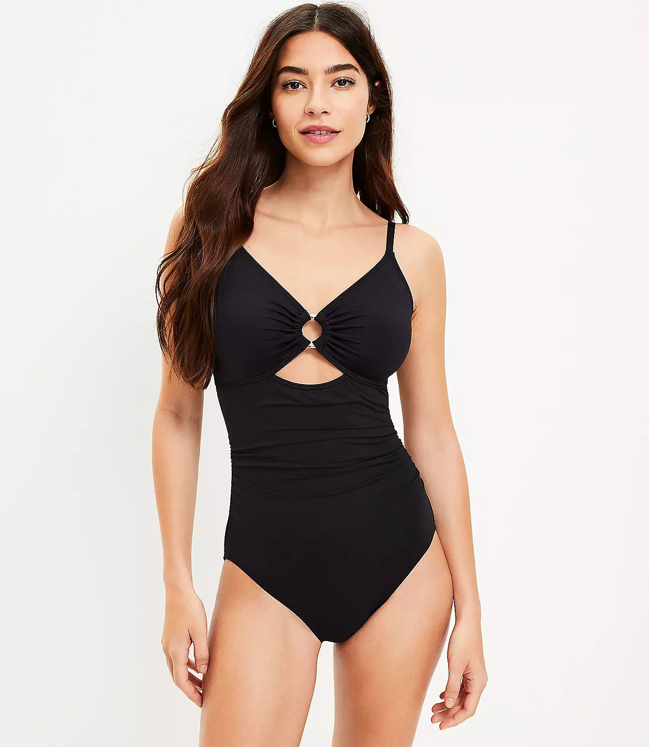 LOFT Beach Ring Keyhole One Piece Swimsuit | LOFT