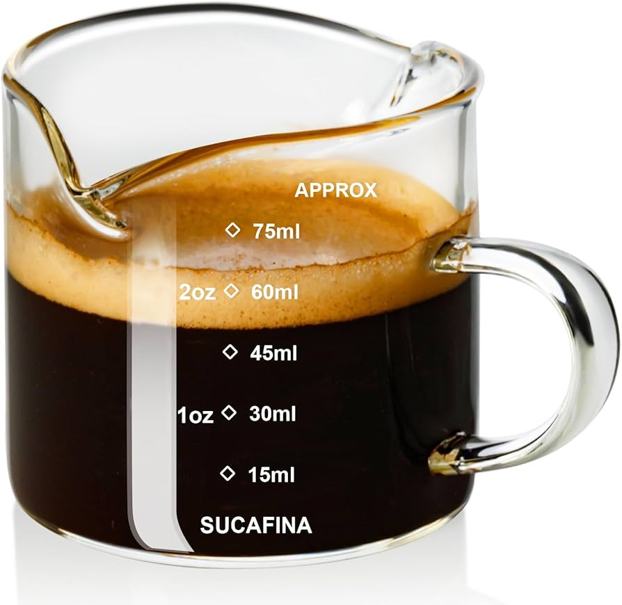 PARACITY Espresso Cup with Handle, Double Spout Glass Measuring Cup with Dual Scale, Espresso Sho... | Amazon (US)