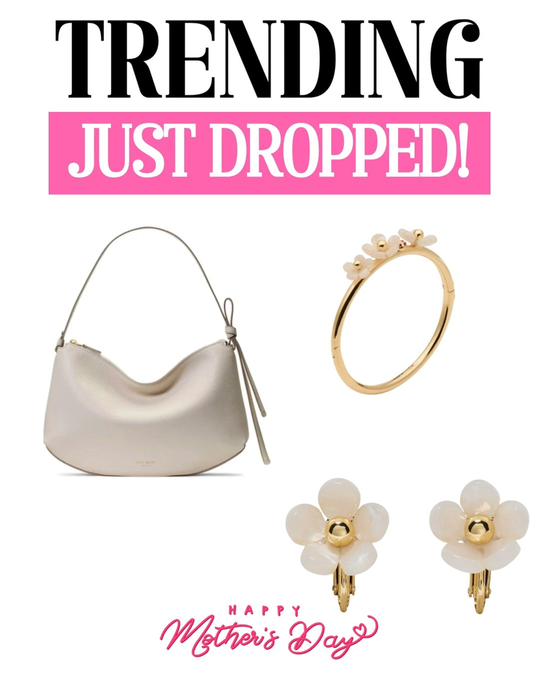 Obsessed with this chic combo from Zappos 💖 The Kate Spade New York Loop Pebbled Leather Large Shoulder Bag paired with these stunning earrings and ring is giving effortless luxury ✨ The perfect Mother’s Day surprise that feels timeless, polished, and so put together 🌸👜

#LTKStyle #LTKFinds #LTKGiftGuide #LTKAccessories #LTKSpring 

 #LTKMothersDay #LTKmomlife #LTKSaleAlert