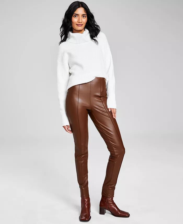 Women's Seamfront Faux-Leather Leggings | Macy's