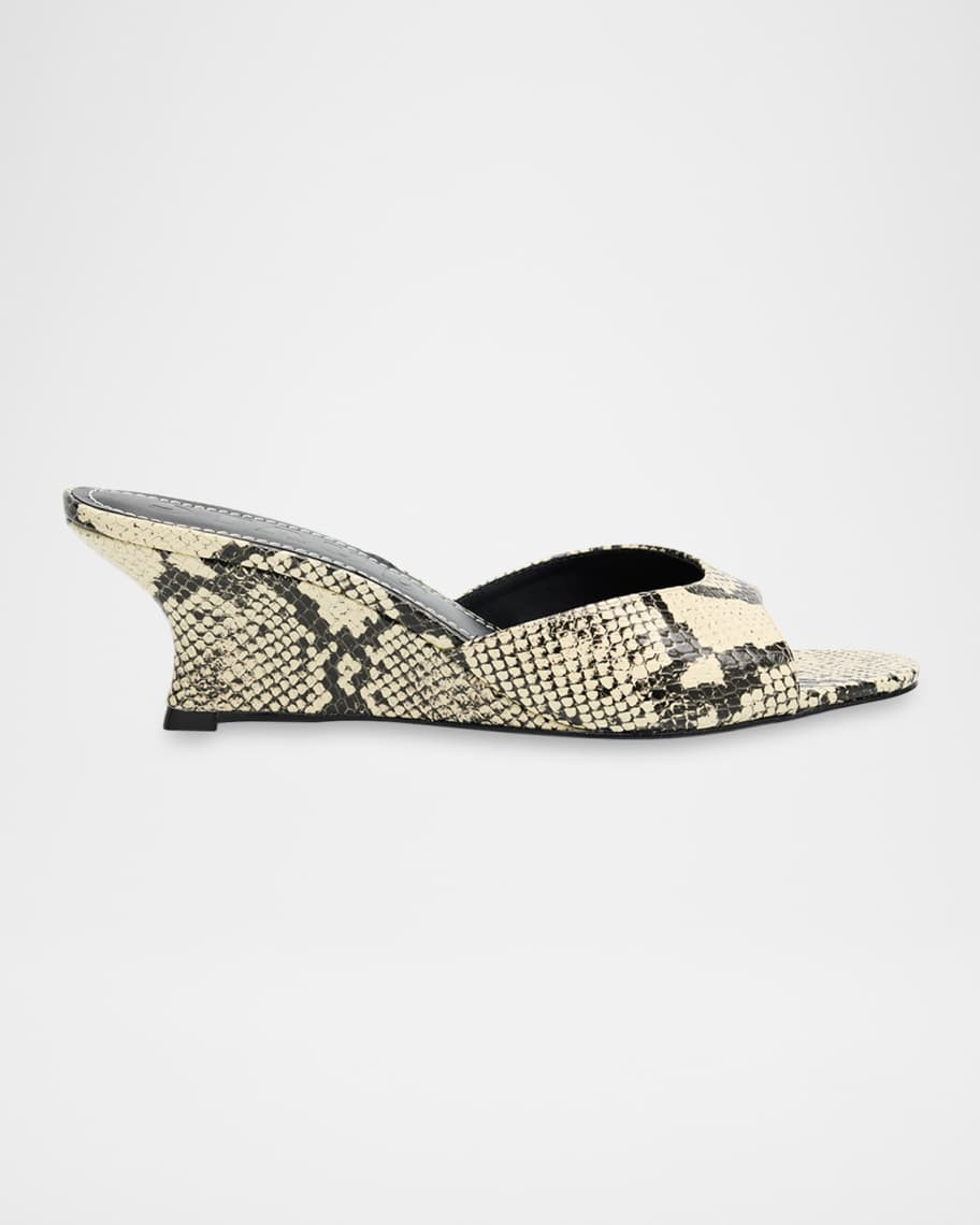 STAUDShoesSTAUD EspadrillesEspadrillesSTAUDBrigitte Snake-Embossed Leather Wedge Mules$295Color: ... | Neiman Marcus