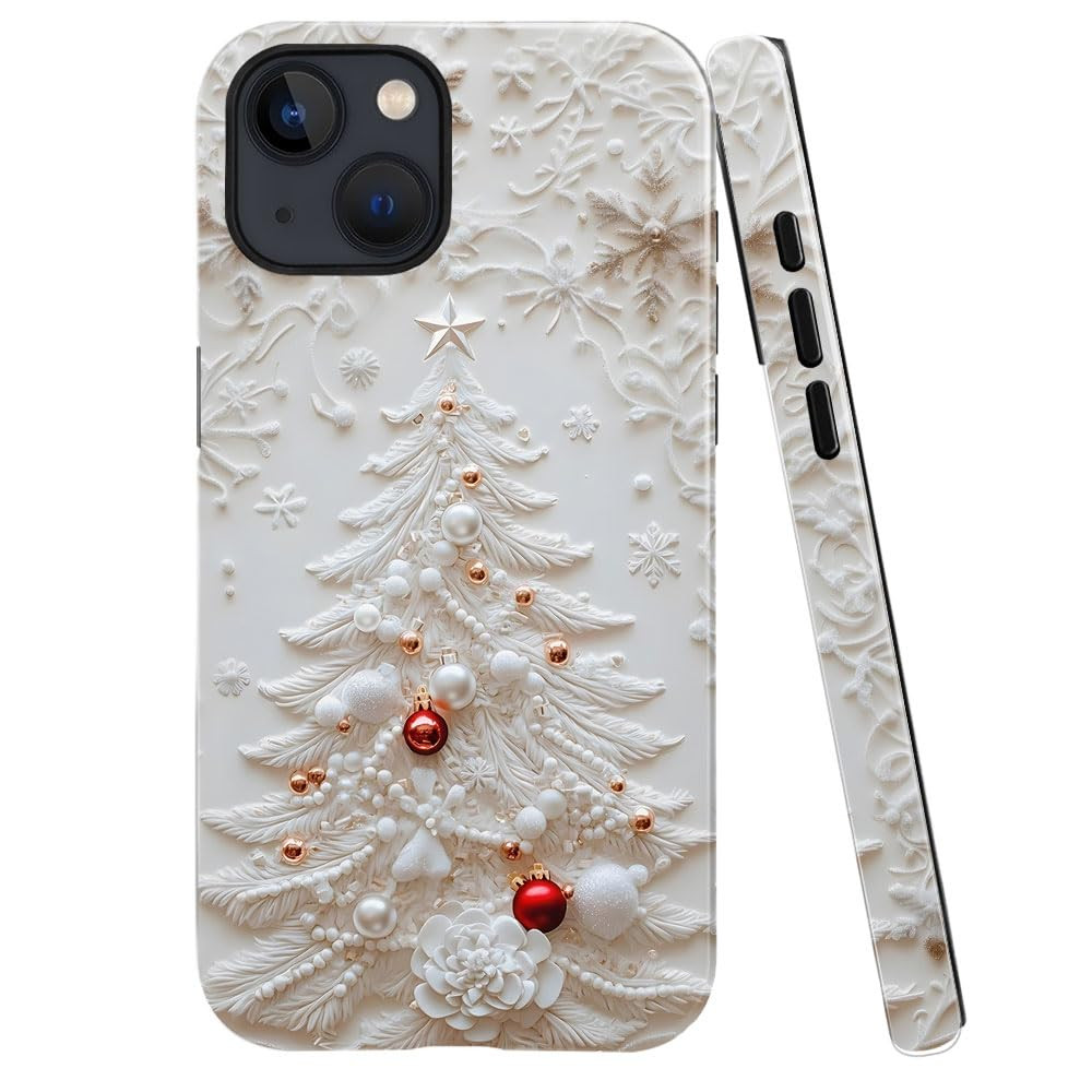 Case for iPhone 14 Plus - Slim Fit Anti-Scratch Phone Case for Girl Women - Christmas Tree White ... | Amazon (US)