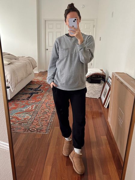 Finally found the coziest maternity sweatpants! Old Navy and on sale(50% off everything!) 💸🙌 wearing xs. Large in Vuori pullover, medium in tee. 

#LTKbump #LTKfindsunder50 #LTKCyberWeek