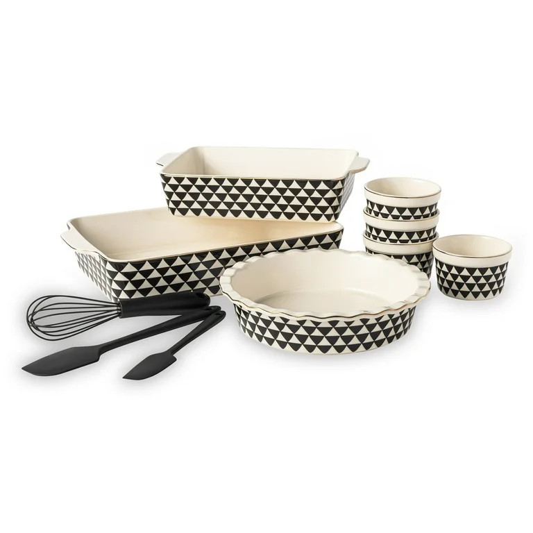 Thyme & Table, 10-Piece Ceramic Bakeware Set, with Spatulas & Whisk, Medallion Pattern - Walmart.... | Walmart (US)