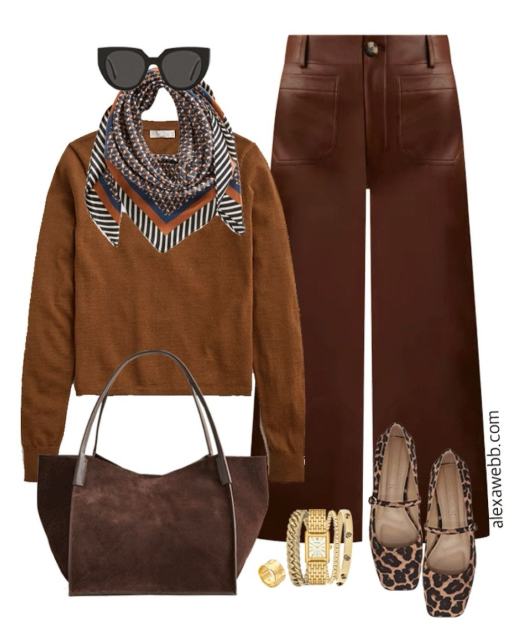 Plus size fall business casual work capsule wardrobe with scarf, brown sweater, and cropped faux leather pants. Alexa Webb 

#LTKPlusSize #LTKWorkwear #LTKStyleTip