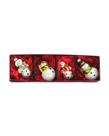 Made In Poland 4pc Mini Snowmen Ornament Set | TJ Maxx