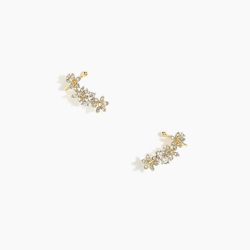 Crystal floral ear-crawler earrings | J.Crew Factory
